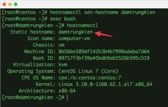 Change hostname CentOS – đổi tên máy chủ CentOS 7/8