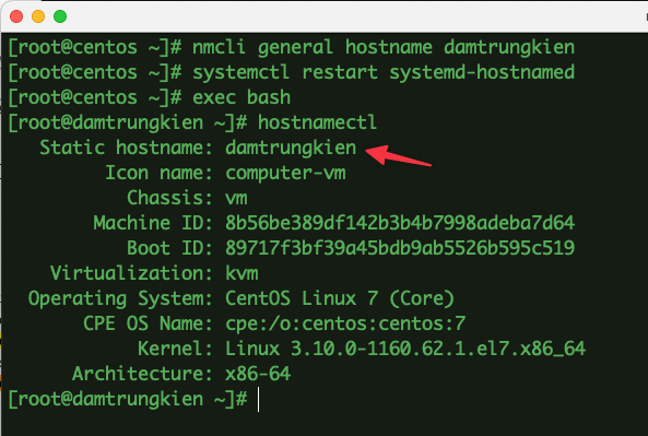 Change hostname CentOS – đổi tên máy chủ CentOS 7/8