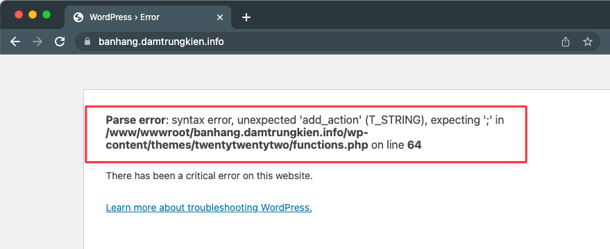 Hướng dẫn xử lý lỗi Syntax Error trên WordPress