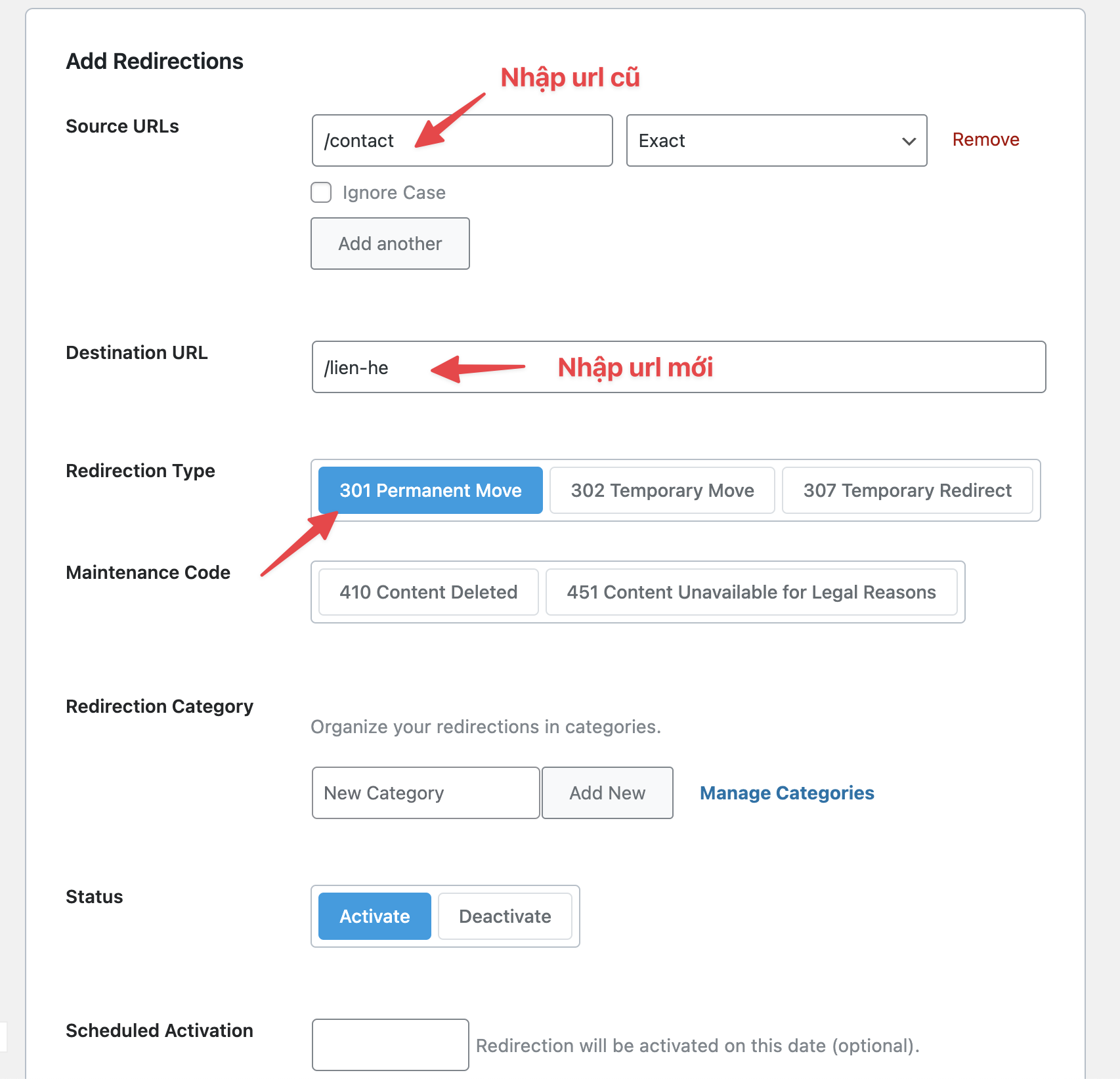 Cấu hình Redirect 301 URL cũ sang URL mới