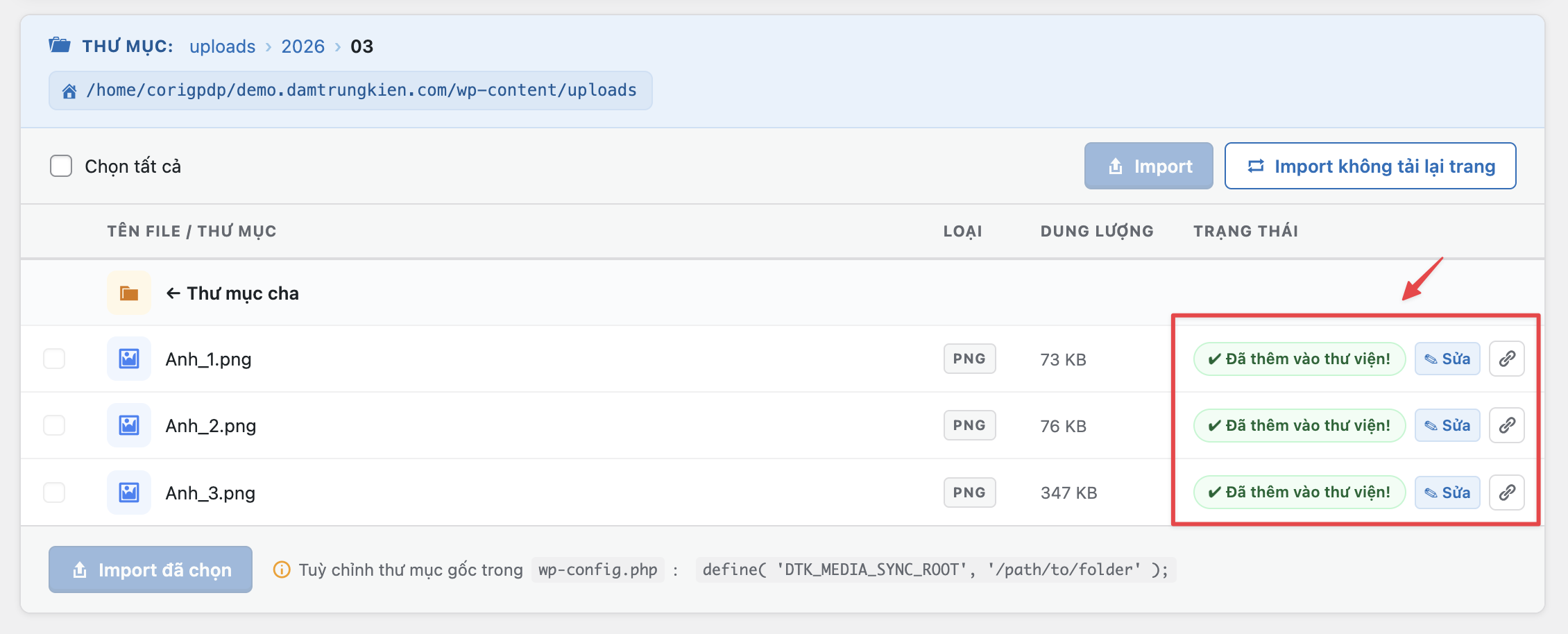 Đồng bộ Media từ Hosting vào WordPress với Plugin DTK Media Sync