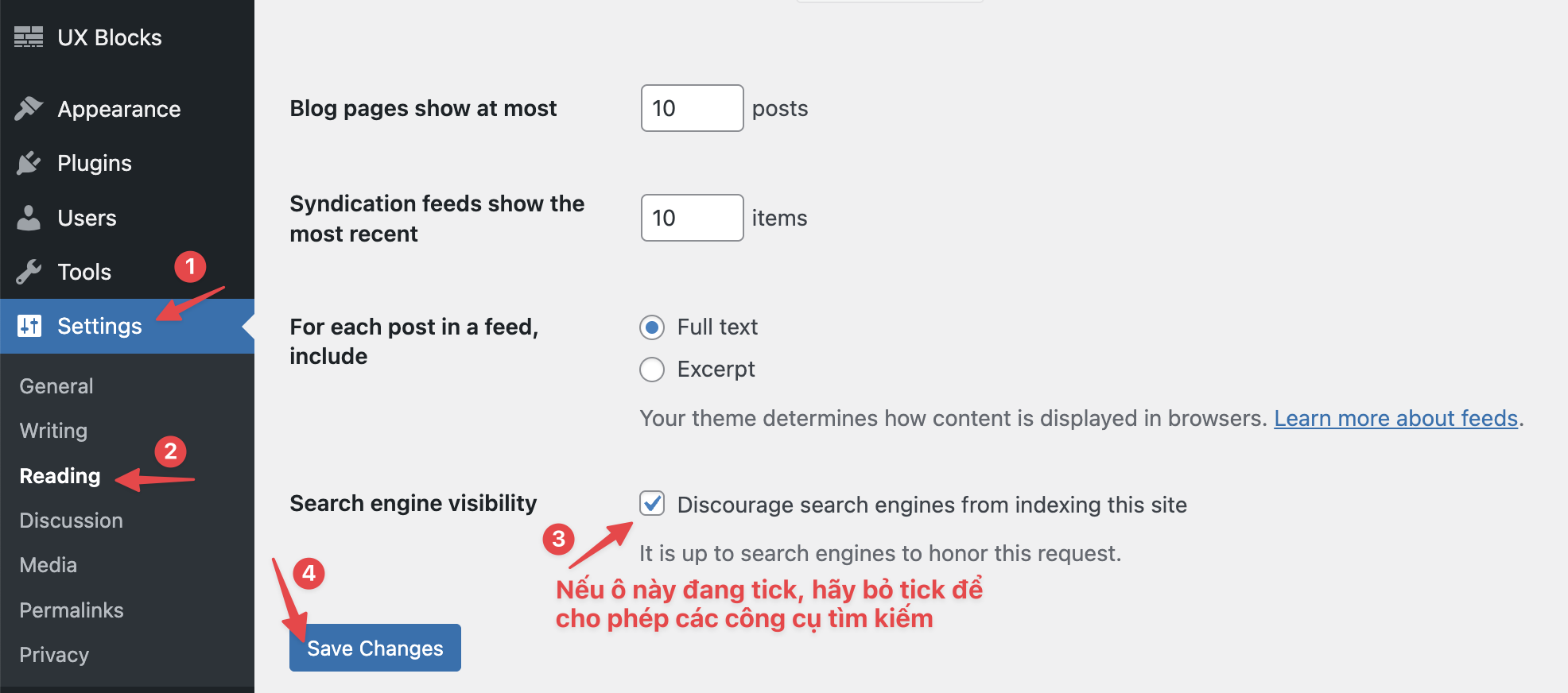 Hướng dẫn xử lý website WordPress bị No-index